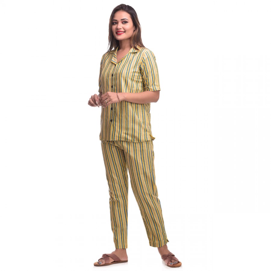 Cotton striped pajamas hot sale